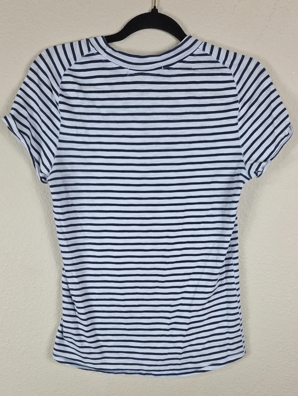 Free People WE THE FREE Womens Blue Striped Short Sleeve Crew Neck T-Shirt Large